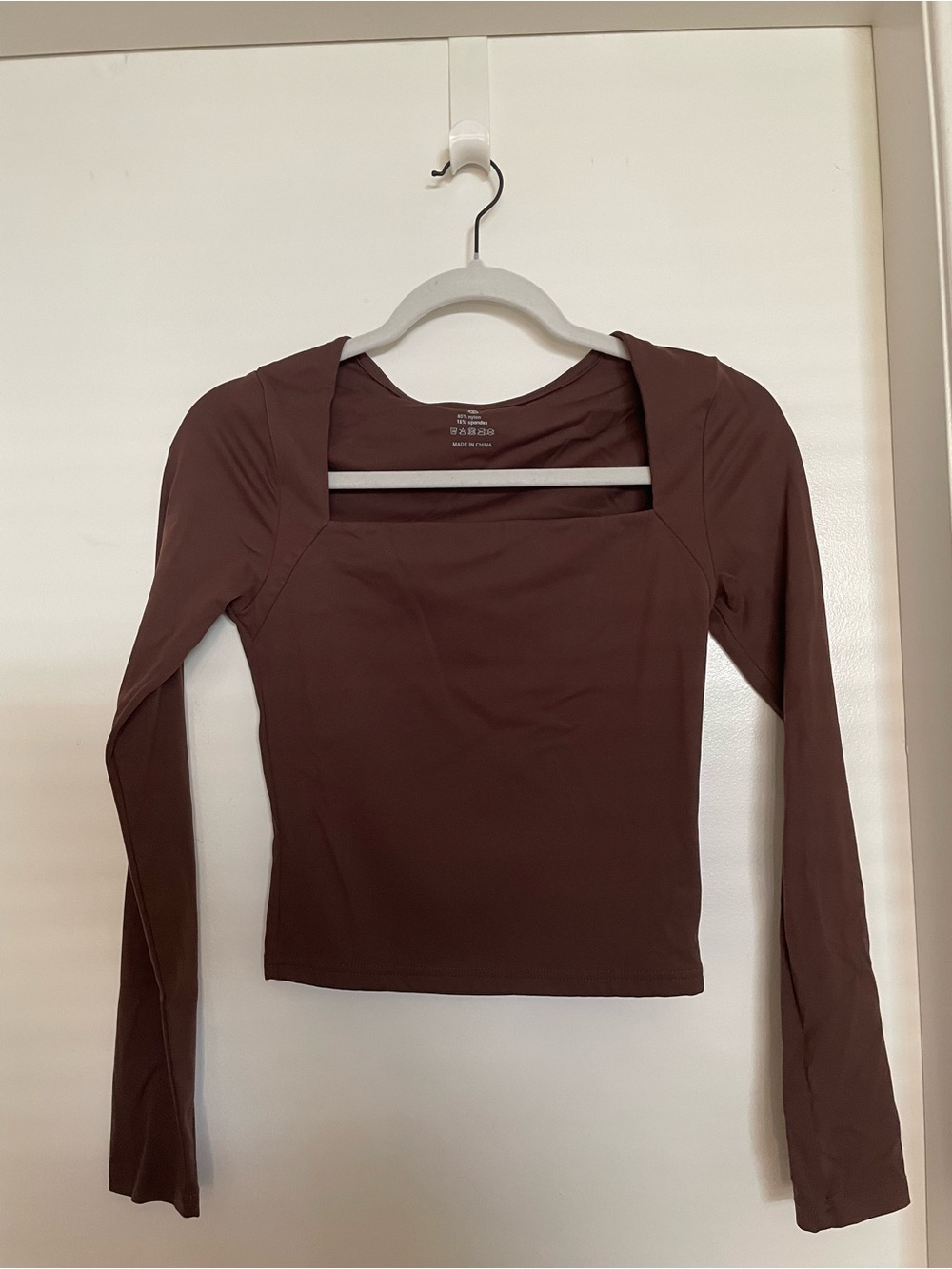 Amazon Long Sleeve Square-Neck Top in Chocolate Brown